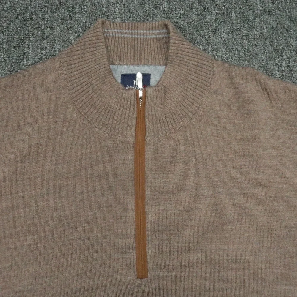 Johnnie O Sweater Men Medium Walnut Raynor Merino Wool 1/4 Zip TPC Craig‎ Ranch